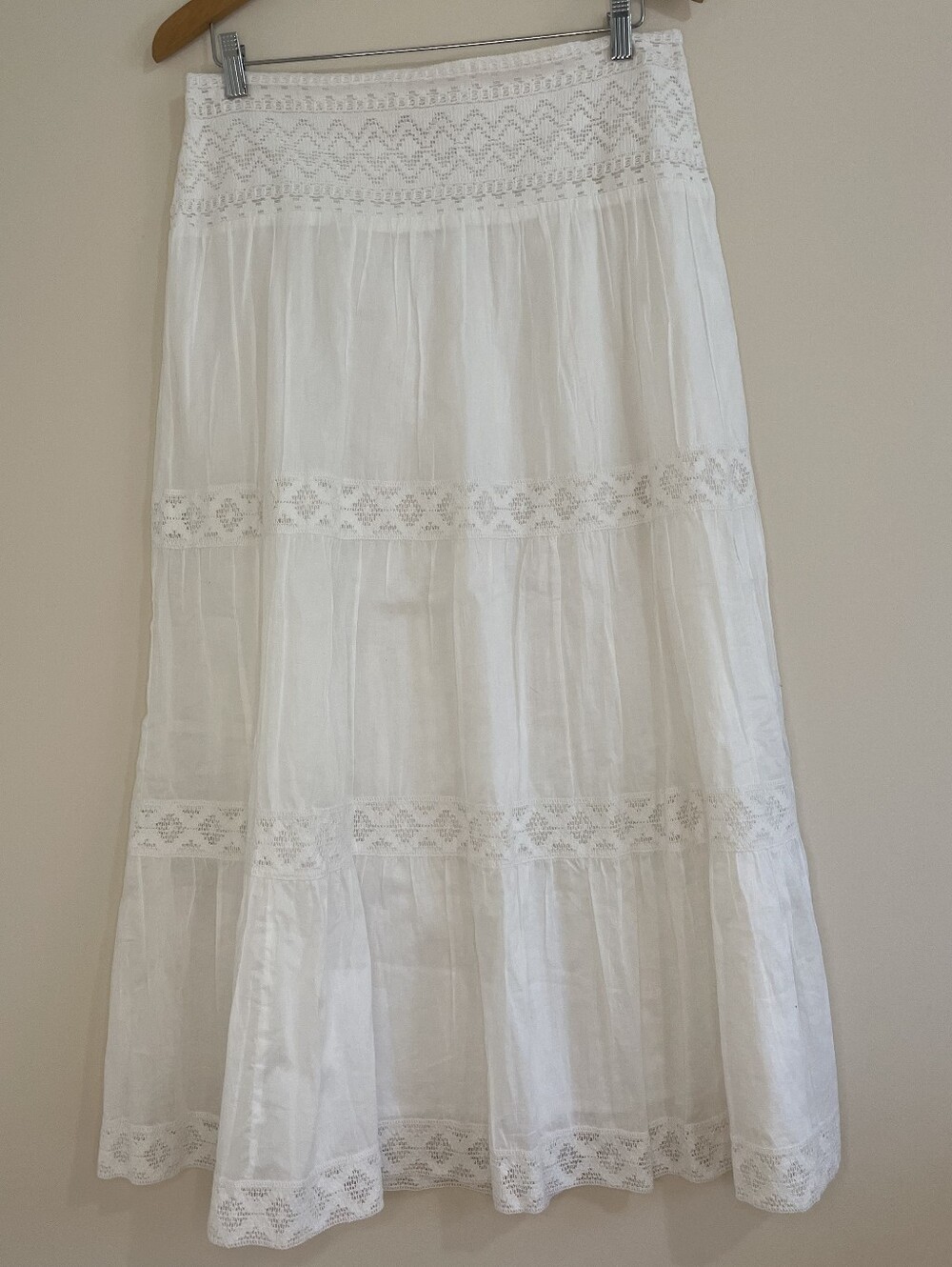 St. John's Bay White Lace-Trim Maxi Skirt Size L